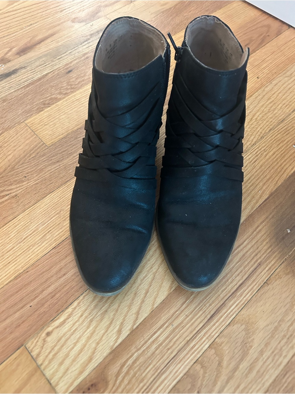Life Stride Black Braided Strap Ankle Booties